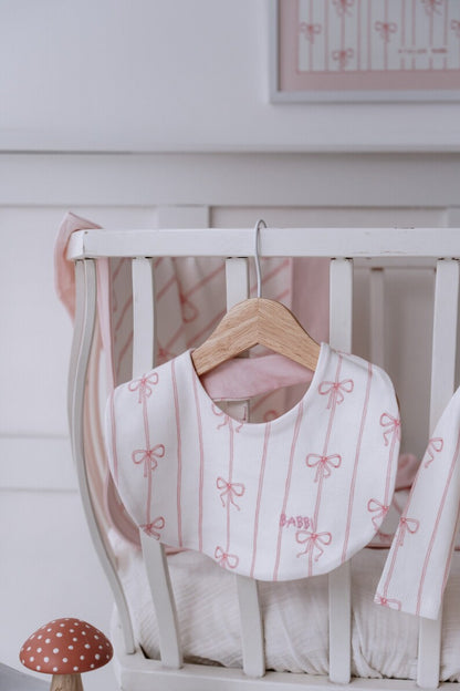 Pink Bow Bib and Hat Set | Free Shipping