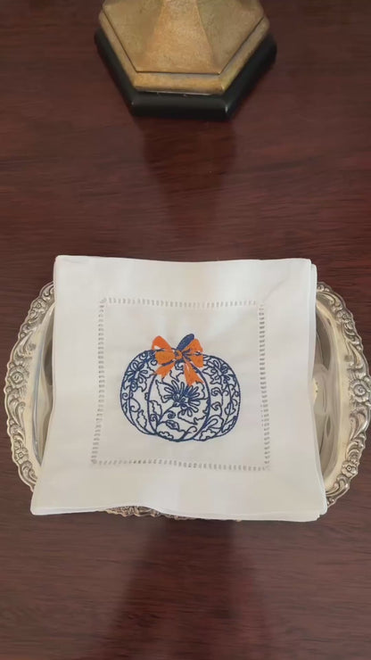 Set of 4 Chinoiserie Fall Cocktail Napkins
