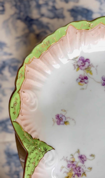 LS & S Carlsbad Austria floral Clover-Shaped Serving Dish or Platter, Early 1900s, Vintage Porcelain Tableware - Collectible - Free Shipping